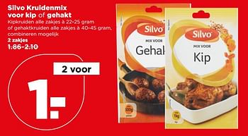 Aanbiedingen Silvo kruidenmix voor kip of gehakt - Silvo - Geldig van 18/06/2017 tot 24/06/2017 bij Plus