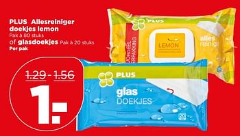 Aanbiedingen Plus allesreiniger doekjes lemon glasdoekjes - Huismerk - Plus - Geldig van 18/06/2017 tot 24/06/2017 bij Plus