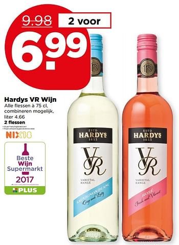 Aanbiedingen Hardys vr wijn - Witte wijnen - Geldig van 18/06/2017 tot 24/06/2017 bij Plus