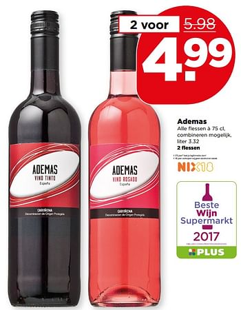Aanbiedingen Ademas - Rosé wijnen - Geldig van 18/06/2017 tot 24/06/2017 bij Plus