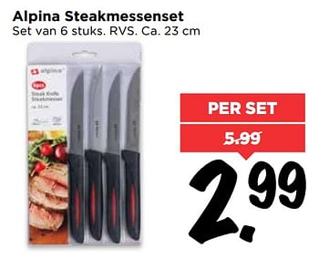 Aanbiedingen Alpina steakmessenset - Alpina - Geldig van 18/06/2017 tot 24/06/2017 bij Vomar