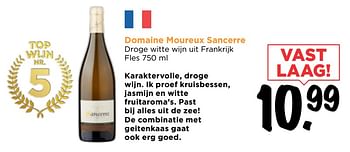 Aanbiedingen Domaine moureux sancerre droge witte wijn uit frankrijk - Witte wijnen - Geldig van 18/06/2017 tot 24/06/2017 bij Vomar