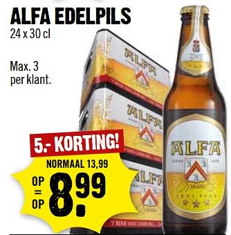 Aanbiedingen Alfa edelpils - Alfa - Geldig van 18/06/2017 tot 24/06/2017 bij Dirk III