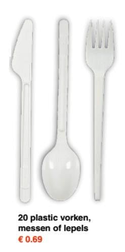 Aanbiedingen 20 plastic vorken, messen of lepels - Huismerk - Wibra - Geldig van 16/06/2017 tot 24/06/2017 bij Wibra