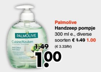 Aanbiedingen Palmolive handzeep pompje - Palmolive - Geldig van 16/06/2017 tot 24/06/2017 bij Wibra