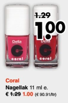 Aanbiedingen Coral nagellak - Coral - Geldig van 16/06/2017 tot 24/06/2017 bij Wibra