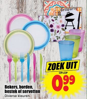 Aanbiedingen Bekers, borden, bestek of servetten - Huismerk - Dirk - Geldig van 18/06/2017 tot 24/06/2017 bij Lekker Doen