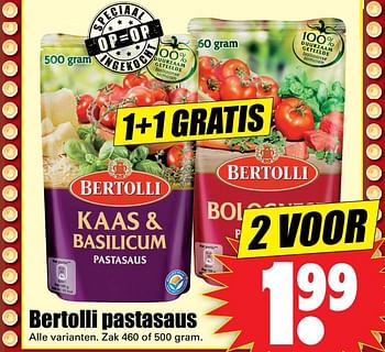 Aanbiedingen Bertolli pastasaus - Bertolli - Geldig van 18/06/2017 tot 24/06/2017 bij Lekker Doen