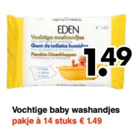 Aanbiedingen Vochtige baby washandjes - Eden - Geldig van 16/06/2017 tot 24/06/2017 bij Wibra