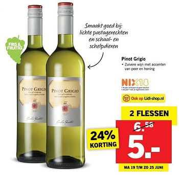 Aanbiedingen Pinot grigio  - Witte wijnen - Geldig van 19/06/2017 tot 24/06/2017 bij Lidl