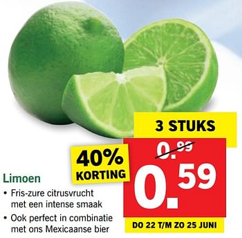 Aanbiedingen Limoen - Huismerk - Lidl - Geldig van 19/06/2017 tot 24/06/2017 bij Lidl