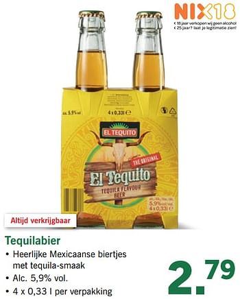 Aanbiedingen Tequilabier - El Tequito - Geldig van 19/06/2017 tot 24/06/2017 bij Lidl