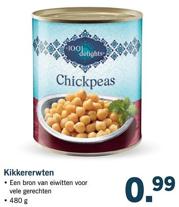 Aanbiedingen Kikkererwten - 1001 Delights - Geldig van 19/06/2017 tot 24/06/2017 bij Lidl