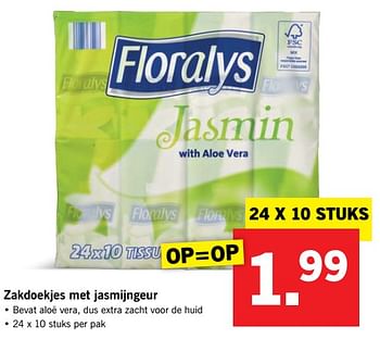 Aanbiedingen Zakdoekjes met jasmijngeur - Floralys - Geldig van 19/06/2017 tot 24/06/2017 bij Lidl