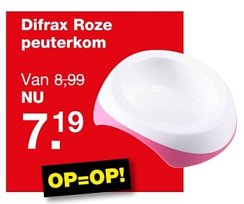 Aanbiedingen Difrax roze peuterkom - Difrax - Geldig van 18/06/2017 tot 09/07/2017 bij Baby & Tiener Megastore