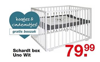 Aanbiedingen Schardt box uno wit - Schardt - Geldig van 18/06/2017 tot 09/07/2017 bij Baby & Tiener Megastore