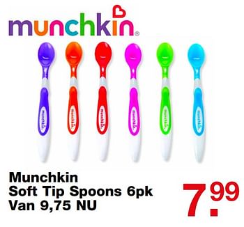 Aanbiedingen Munchkin soft tip spoons 6pk - Munchkin - Geldig van 18/06/2017 tot 09/07/2017 bij Baby & Tiener Megastore