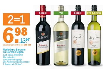 Aanbiedingen Nederburg baronne rood - Rode wijnen - Geldig van 19/06/2017 tot 25/06/2017 bij Albert Heijn