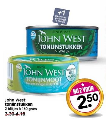 Aanbiedingen John west tonijnstukken - John West - Geldig van 19/06/2017 tot 25/06/2017 bij Em-té