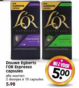 Aanbiedingen Douwe egberts l`or espresso capsules - Douwe Egberts - Geldig van 19/06/2017 tot 25/06/2017 bij Em-té