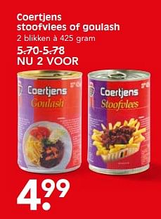 Aanbiedingen Coertjens stoofvlees of goulash - Coertjens - Geldig van 19/06/2017 tot 25/06/2017 bij Em-té