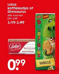 Aanbiedingen Lotus koffieleutjes of dinosaurus - Lotus Bakeries - Geldig van 19/06/2017 tot 25/06/2017 bij Em-té