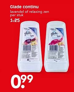 Aanbiedingen Glade continu lavendel of relaxing zen - Glade - Geldig van 19/06/2017 tot 25/06/2017 bij Em-té