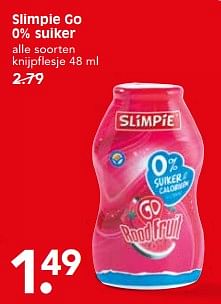 Aanbiedingen Slimpie go 0% suiker - Go - Geldig van 19/06/2017 tot 25/06/2017 bij Em-té