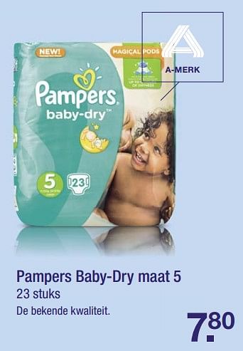 Aanbiedingen Pampers baby-dry maat 5 - Pampers - Geldig van 19/06/2017 tot 25/06/2017 bij Aldi