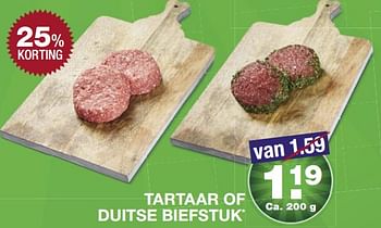 Aanbiedingen Tartaar of duitse biefstuk - Huismerk - Aldi - Geldig van 19/06/2017 tot 25/06/2017 bij Aldi