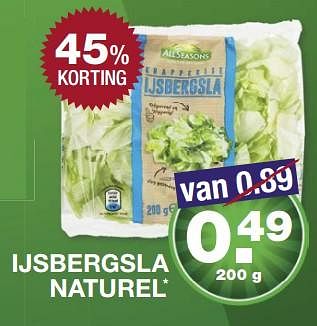 Aanbiedingen Ijsbergsla naturel - Huismerk - Aldi - Geldig van 19/06/2017 tot 25/06/2017 bij Aldi