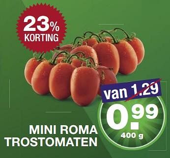 Aanbiedingen Mini roma trostomaten - Huismerk - Aldi - Geldig van 19/06/2017 tot 25/06/2017 bij Aldi