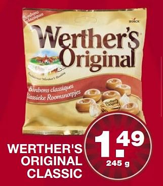 Aanbiedingen Werther`s original classic - Werther's Original - Geldig van 19/06/2017 tot 25/06/2017 bij Aldi