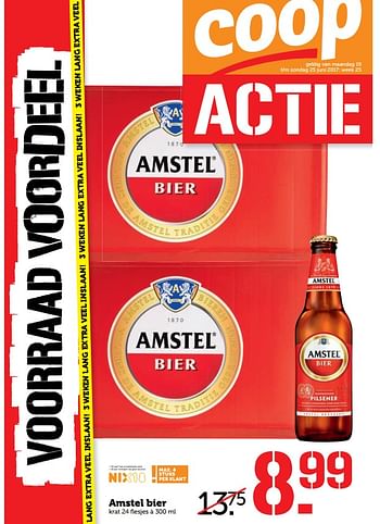 Aanbiedingen Amstel bier - Amstel - Geldig van 19/06/2017 tot 25/06/2017 bij Coop