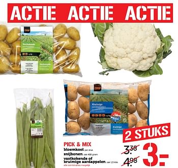 Aanbiedingen Bloemkool snijbonen vastkokende of kruimige aardappelen - Huismerk - Coop - Geldig van 19/06/2017 tot 25/06/2017 bij Coop