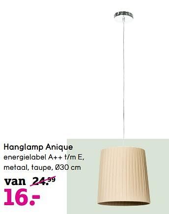 Aanbiedingen Hanglamp anique - Huismerk - Leen Bakker - Geldig van 19/06/2017 tot 02/07/2017 bij Leen Bakker