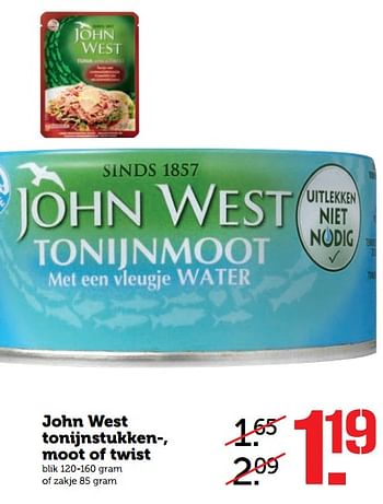 Aanbiedingen John west tonijnstukken-, moot of twist - John West - Geldig van 19/06/2017 tot 25/06/2017 bij Coop