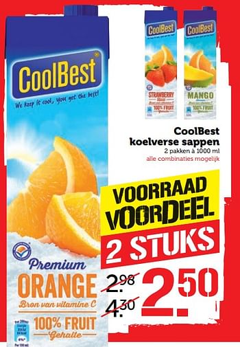 Aanbiedingen Coolbest koelverse sappen - Coolbest - Geldig van 19/06/2017 tot 25/06/2017 bij Coop