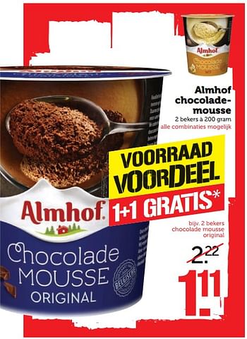 Aanbiedingen Almhof chocolademousse - Almhof - Geldig van 19/06/2017 tot 25/06/2017 bij Coop
