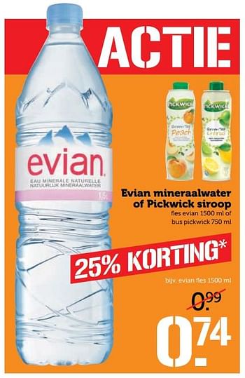 Aanbiedingen Evian mineraalwater of pickwick siroop - Evian - Geldig van 19/06/2017 tot 25/06/2017 bij Coop