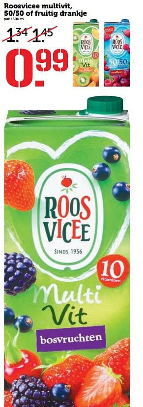 Aanbiedingen Roosvicee multivit, 50-50 of fruitig drankje - Roosvicee - Geldig van 19/06/2017 tot 25/06/2017 bij Coop