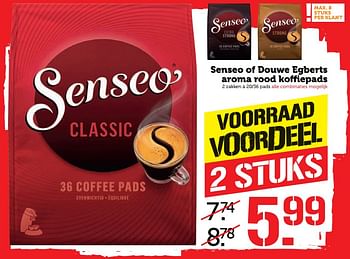 Aanbiedingen Senseo of douwe egberts aroma rood koffiepads - Douwe Egberts - Geldig van 19/06/2017 tot 25/06/2017 bij Coop