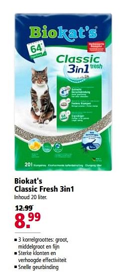 Aanbiedingen Biokat`s classic fresh 3in1 - Bio kat`s - Geldig van 19/06/2017 tot 02/07/2017 bij Welkoop