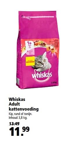 Aanbiedingen Whiskas adult kattenvoeding - Whiskas - Geldig van 19/06/2017 tot 02/07/2017 bij Welkoop