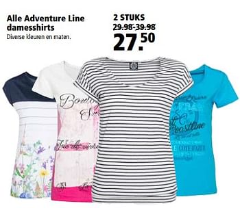 Aanbiedingen Alle adventure line damesshirts - Adventure Line - Geldig van 19/06/2017 tot 02/07/2017 bij Welkoop