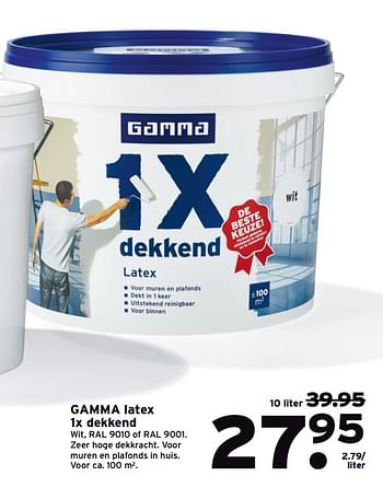 Aanbiedingen Gamma latex 1x dekkend - Huismerk - Gamma - Geldig van 19/06/2017 tot 02/07/2017 bij Gamma