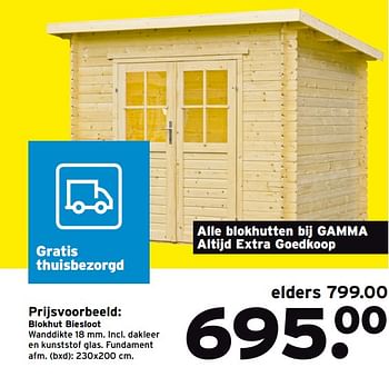 Aanbiedingen Blokhut biesloot - Huismerk - Gamma - Geldig van 19/06/2017 tot 02/07/2017 bij Gamma