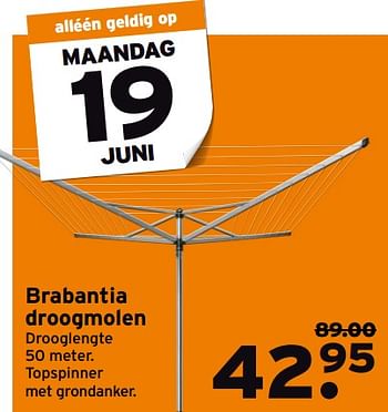 Aanbiedingen Brabantia droogmolen - Brabantia - Geldig van 19/06/2017 tot 02/07/2017 bij Gamma