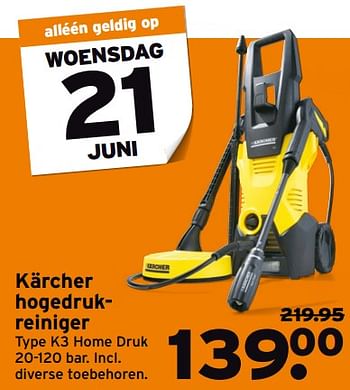 Aanbiedingen Kärcher hogedrukreiniger type k3 home druk - Kärcher - Geldig van 19/06/2017 tot 02/07/2017 bij Gamma
