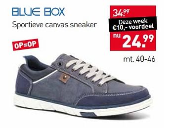 Aanbiedingen Schoenen sportieve canvas sneaker - Blue-Box - Geldig van 19/06/2017 tot 02/07/2017 bij Scapino